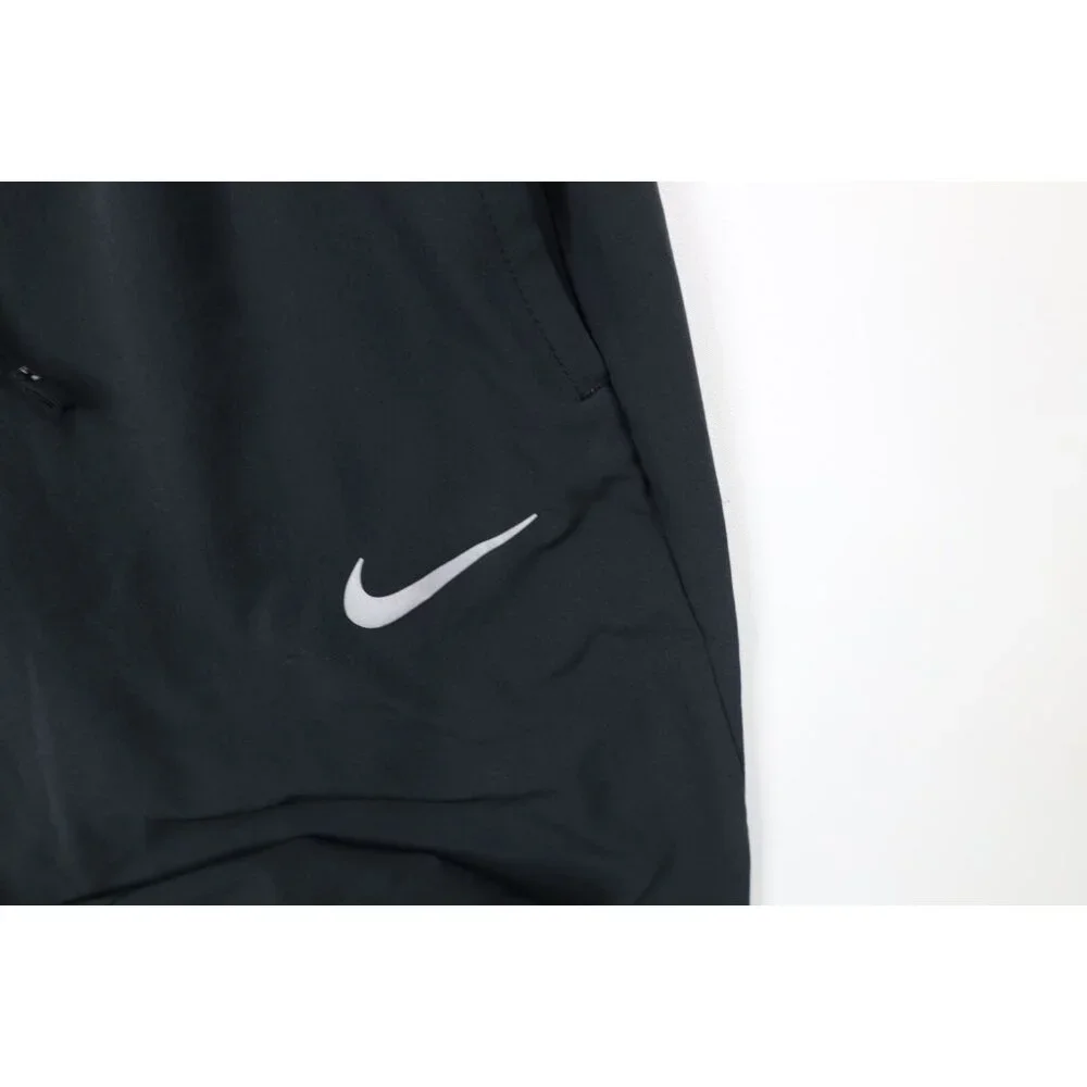 Nike Running Mens Medium Reflective Swoosh Tapered Leg Stretch Pants Black - Picture 6 of 14